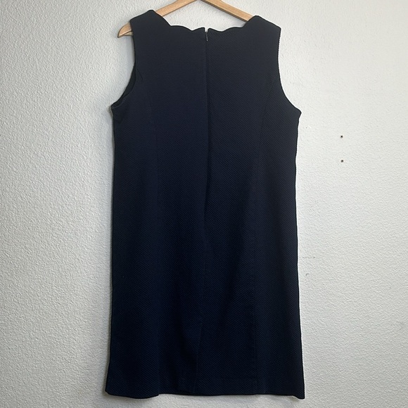Talbots Woman Navy Midi Sleeveless Cotton Dress Scallop Neckline Size 18W - Picture 3 of 8